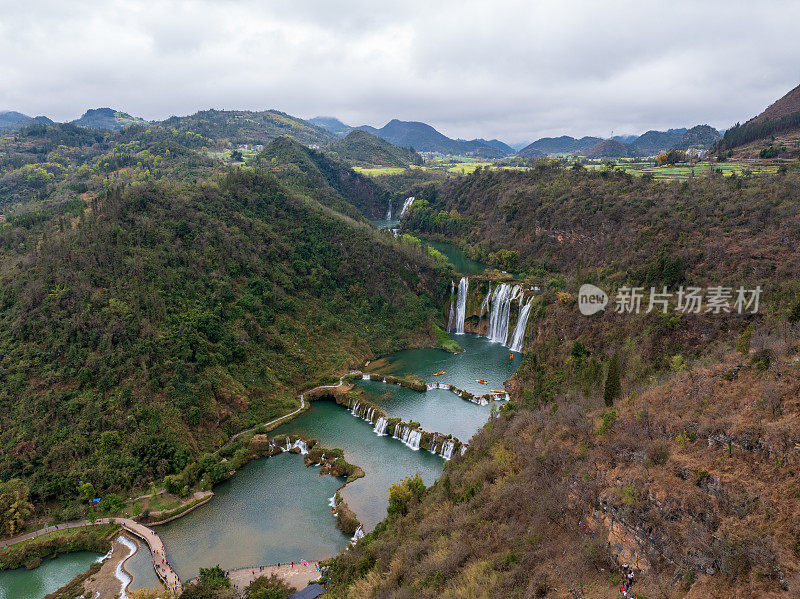Aerial view of Jiulong waterfalls, China (Chinese Name:罗平九龙瀑布)
